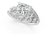 White gold Princess Diamond Halo Ring with Marquise and Pavé Band in Prong Setting_129