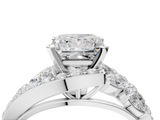 White gold Princess Diamond Halo Ring with Marquise and Pavé Band in Prong Setting_130
