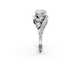 White gold Princess Diamond Halo Ring with Marquise and Pavé Band in Prong Setting_130