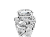 White gold Princess Diamond Halo Ring with Marquise and Pavé Band in Prong Setting_133