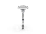 White gold Princess Diamond Halo Ring with Milgrain Frame and Pavé Band 2