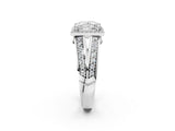 White gold Princess Diamond Halo Ring with Split Shank Pavé Band and Four-Prong Setting_8