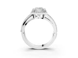 White gold Princess Diamond Halo Ring with Split Shank Pavé Band and Four-Prong Setting_9