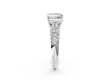 White gold Princess Diamond Pavé Band Solitaire Ring with Four-Prong Setting_50