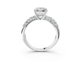 White gold Princess Diamond Pavé Band Solitaire Ring with Four-Prong Setting_51