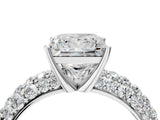 White gold Princess Diamond Pavé Band Solitaire Ring with Four-Prong Setting_53