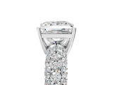 White gold Princess Diamond Pavé Band Solitaire Ring with Four-Prong Setting_53