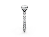 White gold Princess Diamond Pavé Band Solitaire with Four-Prong Setting_208