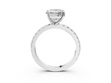 White gold Princess Diamond Pavé Band Solitaire with Four-Prong Setting_209
