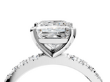 White gold Princess Diamond Pavé Band Solitaire with Four-Prong Setting_211