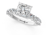 White gold Princess Diamond Pavé Band Solitaire with Four-Prong Setting_39