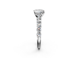 White gold Princess Diamond Pavé Band Solitaire with Four-Prong Setting_40