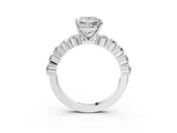 White gold Princess Diamond Pavé Band Solitaire with Four-Prong Setting_41
