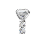 White gold Princess Diamond Pavé Band Solitaire with Four-Prong Setting_43