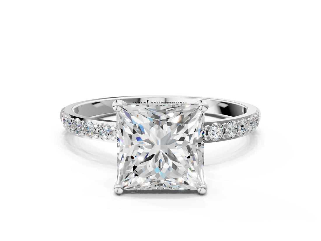 White gold Princess Diamond Pavé Band with Six-Prong Setting_27