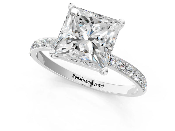 White gold Princess Diamond Pavé Band with Six-Prong Setting