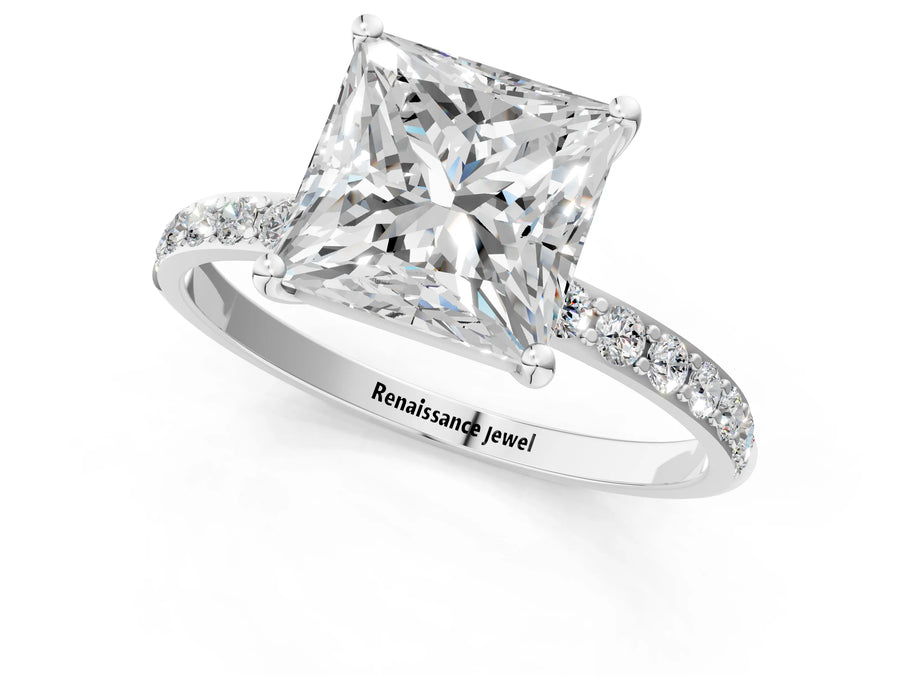 White gold Princess Diamond Pavé Band with Six-Prong Setting