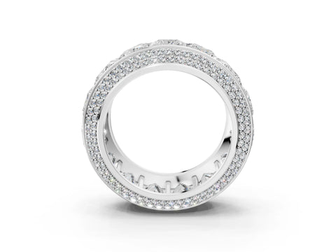 White gold Princess Diamond Pavé Mens Wedding Band with Round Diamond Accents_3