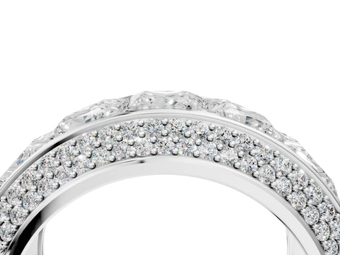 White gold Princess Diamond Pavé Mens Wedding Band with Round Diamond Accents_4