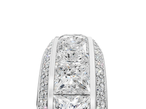 White gold Princess Diamond Pavé Mens Wedding Band with Round Diamond Accents_5