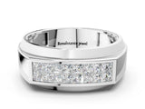 White gold Princess Diamond Pavé Panel Mens Band