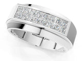 White gold Princess Diamond Pavé Panel Mens Band_1