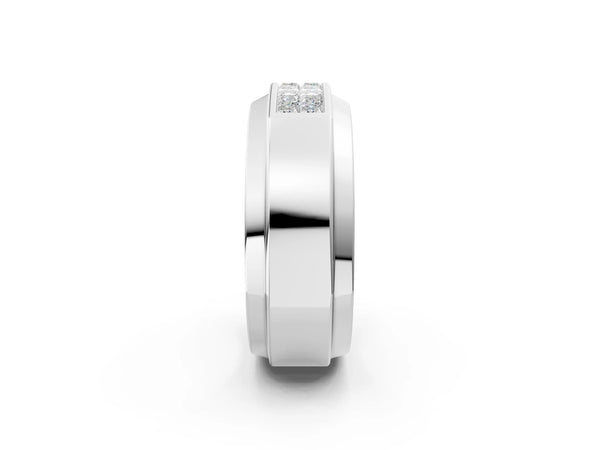 Platinum Princess Diamond Pavé Panel Mens Band