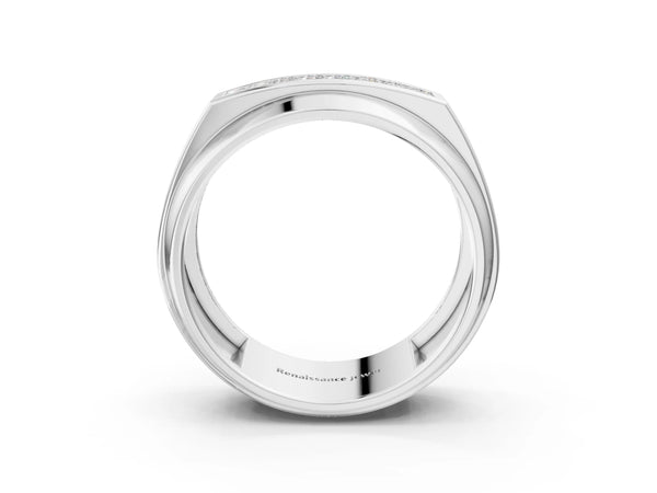 White gold Princess Diamond Pavé Panel Mens Band