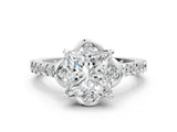 White gold Princess Diamond Pave Band with Floral Prong Setting_52