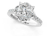 White gold Princess Diamond Pave Band with Floral Prong Setting_53