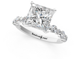White gold Princess Diamond Prong Set Engagement Ring with Pave Band_188