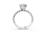White gold Princess Diamond Prong Set Engagement Ring with Pave Band_190