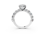 White gold Princess Diamond Prong Setting with Side Stones on a Pave Band_133