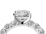 White gold Princess Diamond Prong Setting with Side Stones on a Pave Band_134