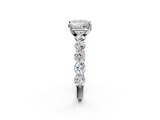 White gold Princess Diamond Prong Setting with Side Stones on a Pave Band_136