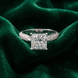 White gold Princess Diamond Solitaire Engagement Ring with Pavé Band and Four-Prong Setting_210