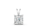 White gold Princess Diamond Solitaire Pendant with Four Prong Setting_7