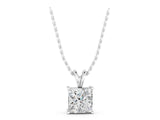 White gold Princess Diamond Solitaire Pendant with Four Prong Setting_8