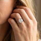 White gold Princess Diamond Solitaire Ring with Bezel Setting and Classic Band_5