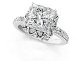 White gold Princess Diamond Solitaire Ring with Shared Prong Pavé Band_55