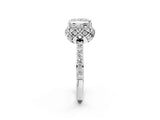 White gold Princess Diamond Solitaire Ring with Shared Prong Pavé Band_56