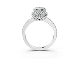 White gold Princess Diamond Solitaire Ring with Shared Prong Pavé Band_57