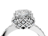 White gold Princess Diamond Solitaire Ring with Shared Prong Pavé Band_58