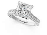 White gold Princess Diamond Solitaire with Pave Band and Six-Prong Setting_64