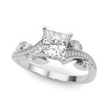 White gold Princess Diamond Swirl Band with Prong Setting 2