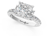White gold Princess Diamond Three-Stone Pave Band with Four-Prong Setting_58