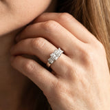 White gold Princess Diamond Three-Stone Ring with Prong Setting and Classic Band_64