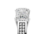 White gold Princess Diamond Three-Stone Ring with Prong Setting and Textured Band_11