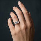 White gold Princess Diamond Three-Stone Ring with Prong Setting and Textured Band_18