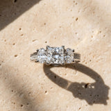 White gold Princess Diamond Three-Stone Ring with Prong Setting and Textured Band_21
